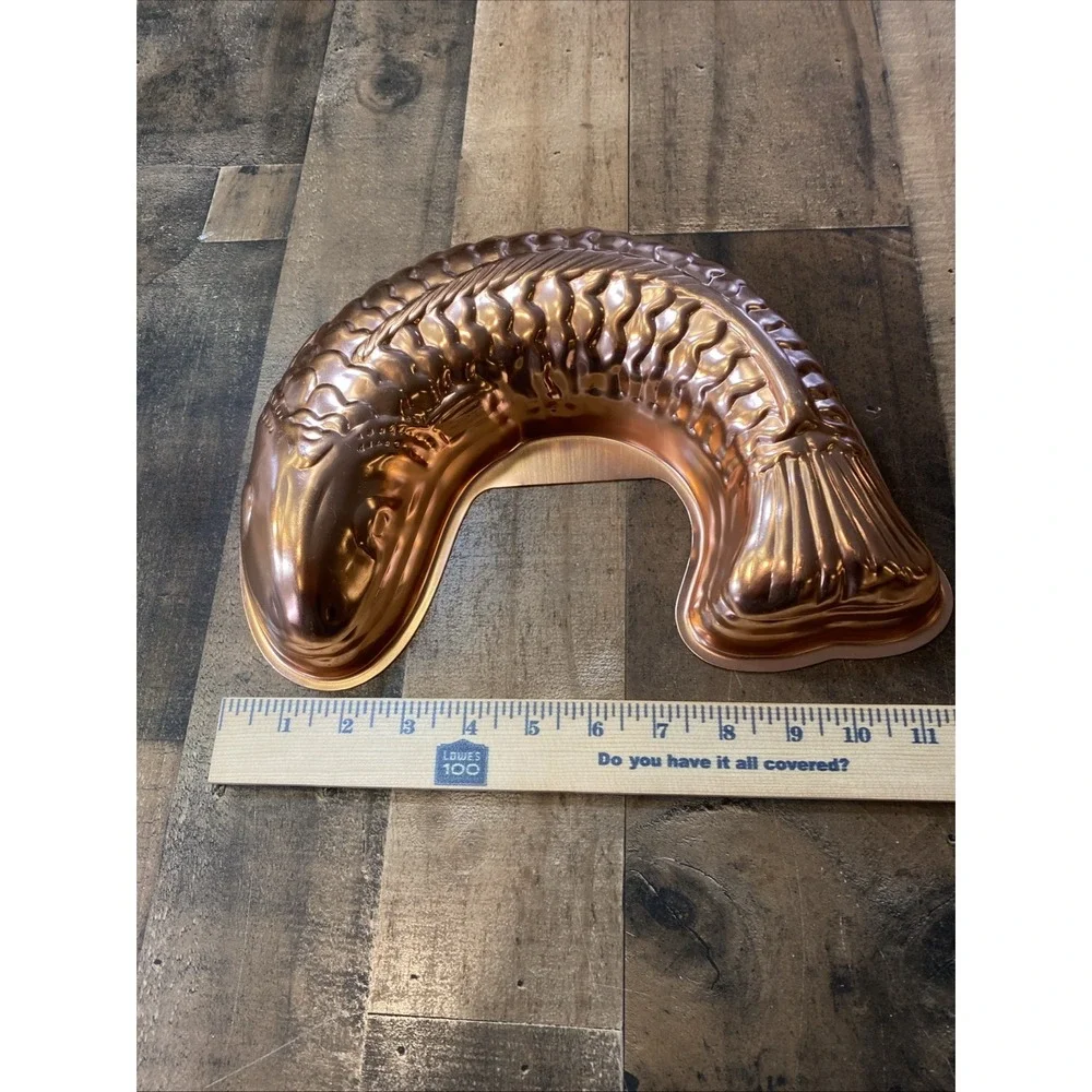Vintage Pink Copper Fish Jello Aluminum Mold/ Wall Hanging With‎ Hook Farmhouse